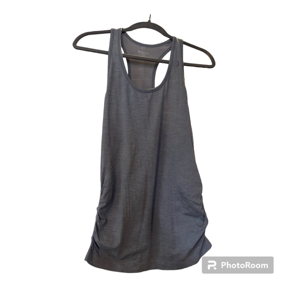 Womens Athleta Ruched Gray Racer Back Tank